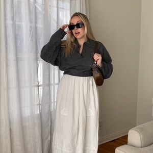 REVOLVE grey knit collared sweater